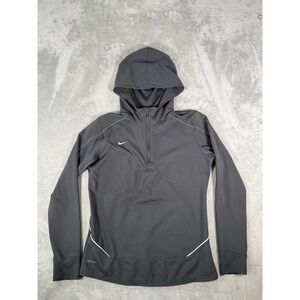 Nike Shirt Men's Medium Grey Dri Fit 1/4 Zip Hooded Pullover